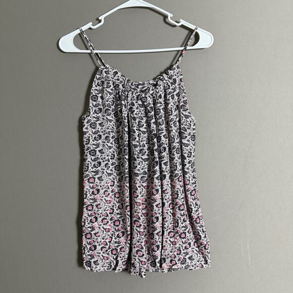 Gap sz S pink black‎ floral spaghetti strap tank top NWT - Picture 1 of 9